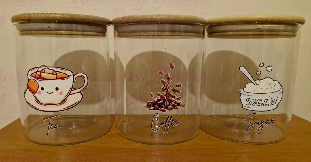 Tea, coffee, sugar storage jars