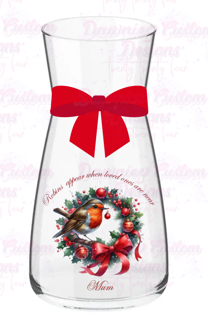 Christmas Robin Vases