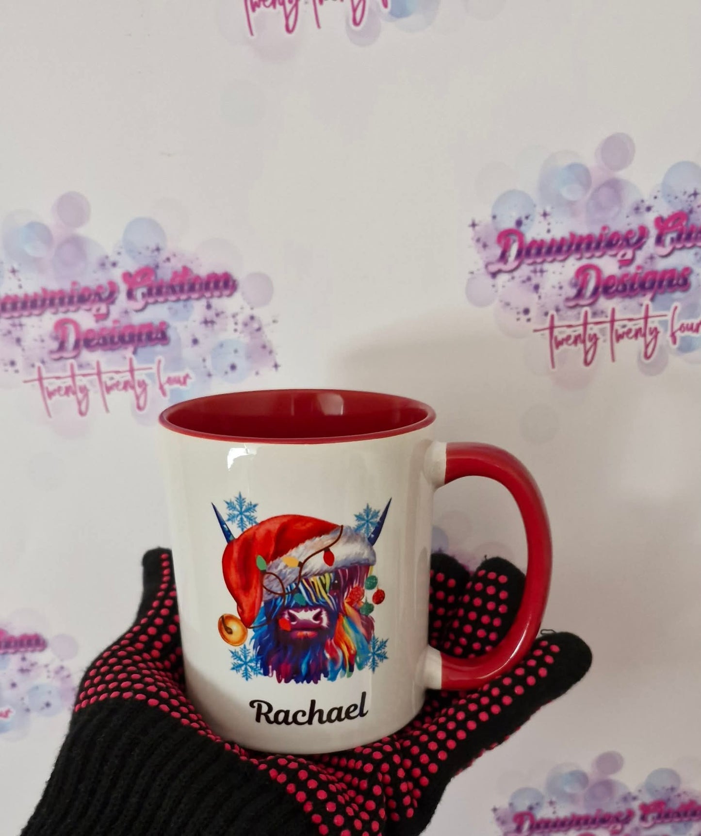 Colourful Christmas Highland Cow 11oz Mug
