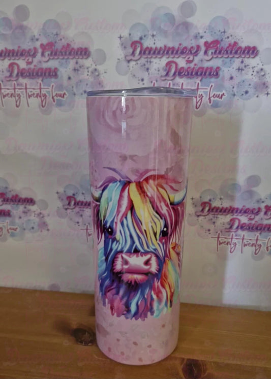 Pink Highland Cow 20oz Tumbler