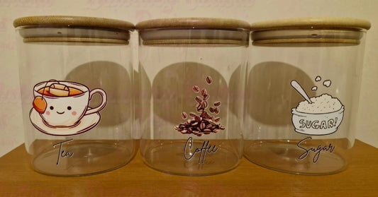 Tea, coffee, sugar storage jars