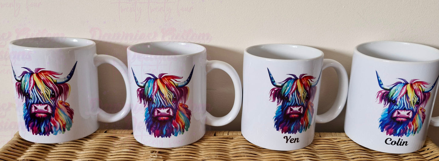 Colourful Highland Cow 11oz Mug