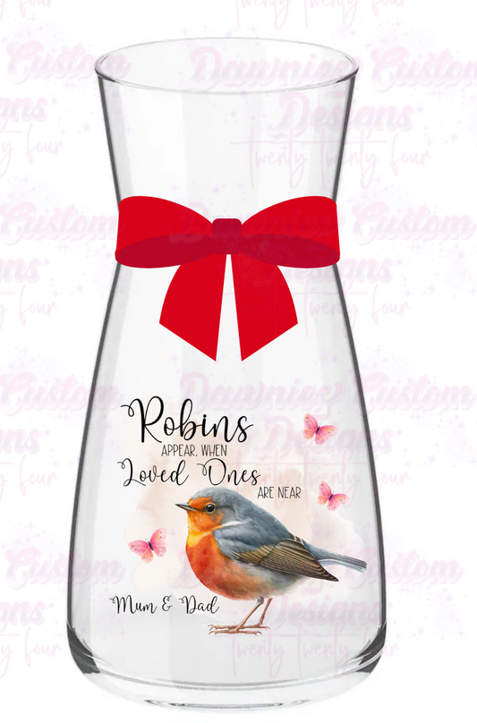 Christmas Robin Vases